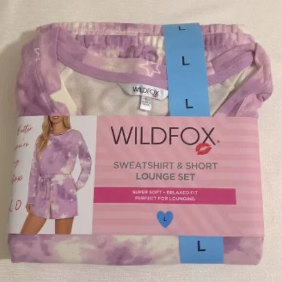 WILDFOX Women's Super Soft, Relaxed Sweatshirt & Shorts Lounge Set Size L - Picture 2 of 5
